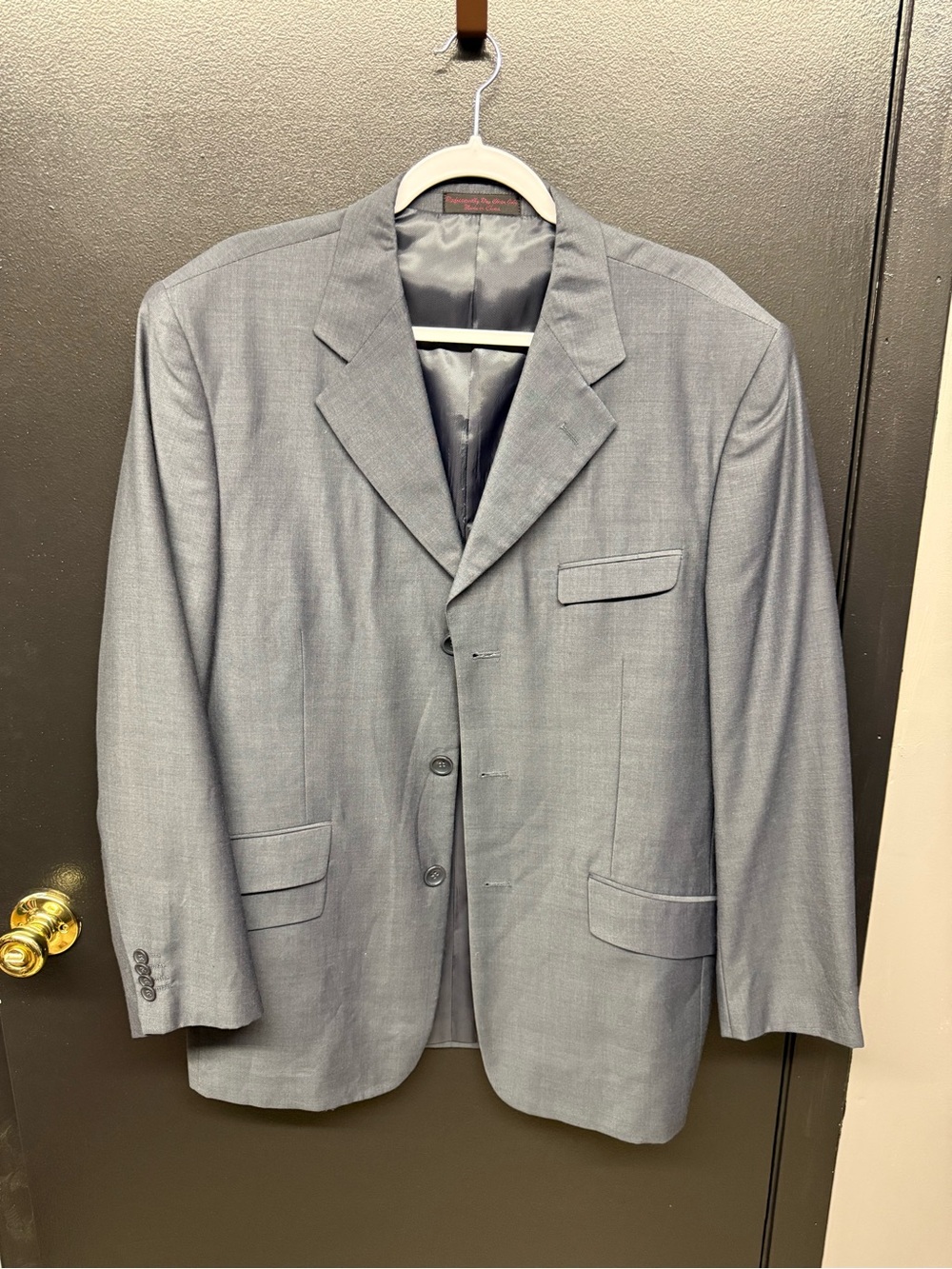 Men's Gray Blazer - Classic Single-Breasted Suit Jacket 42R